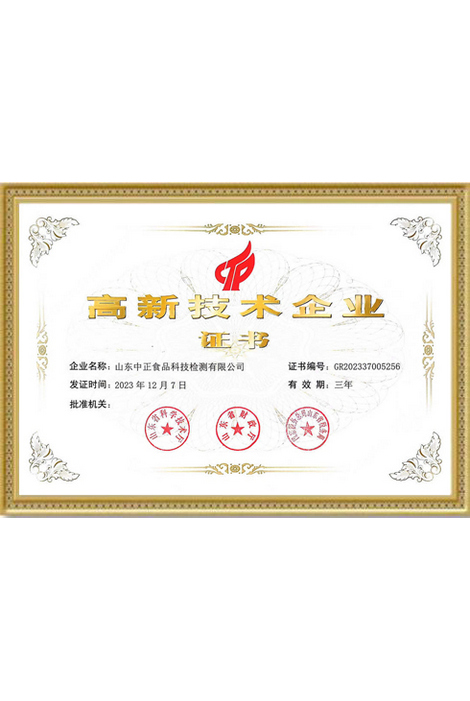 高新技術(shù)企業(yè)證書